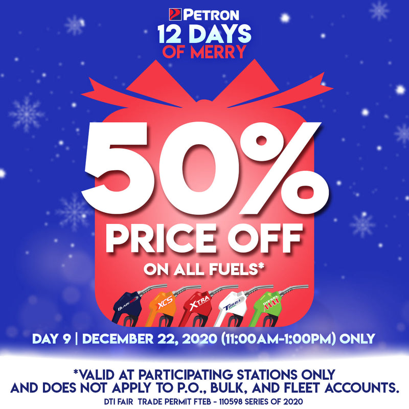 50% off Petron on December 22.