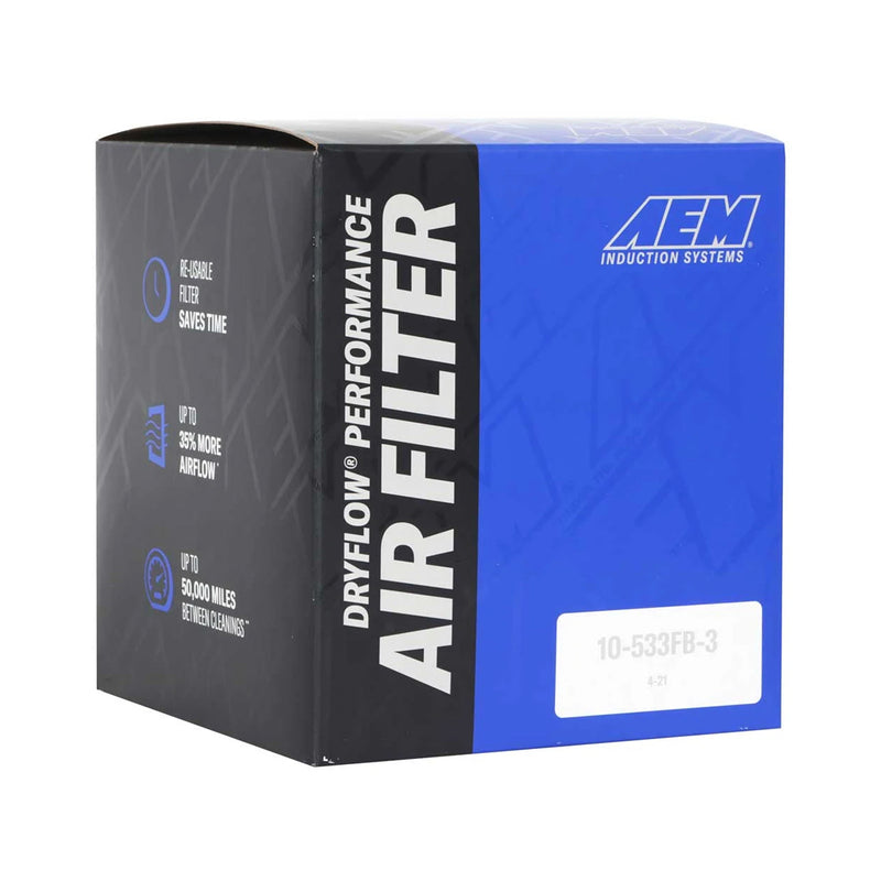 AEM Universal Air Filter Cone Type Washable 21-203DK 3" Inlet, 5.125" Height