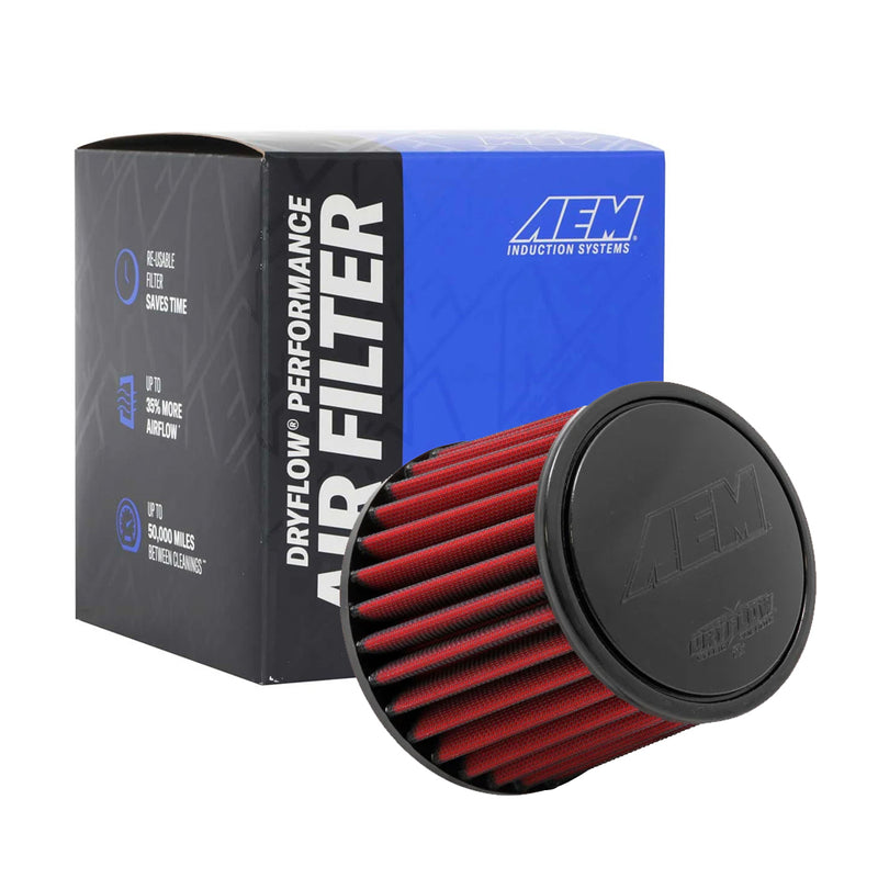 AEM Universal Air Filter Cone Type Washable 21-203DK 3" Inlet, 5.125" Height
