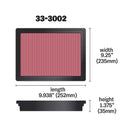 K&N Engine Air Filter Washable 33-3002 for Isuzu Dmax, Mux 2012-Up, Mazda BT50 2020-Up