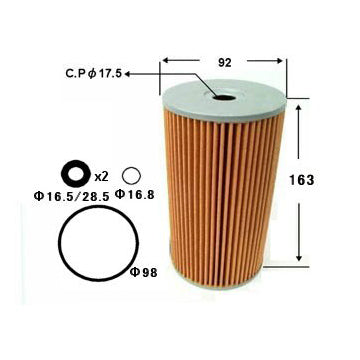VIC Oil Filter Element Type O-308 Fuso, Mitsubishi Canter 4D30, 4D32, 6D95
