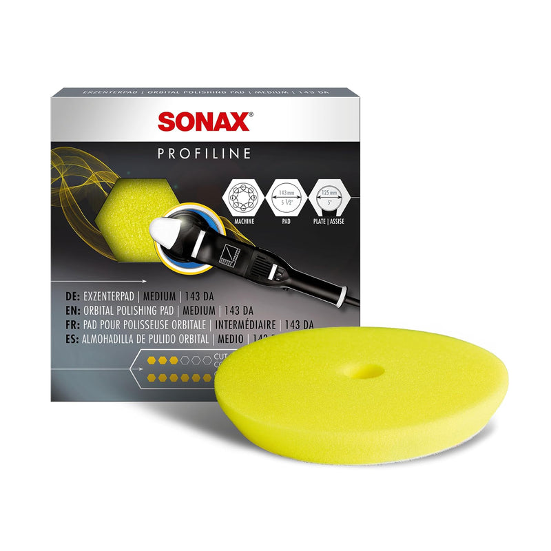 ﻿Sonax Excenter Pad Medium 143 Dual Action Yellow 1pc.