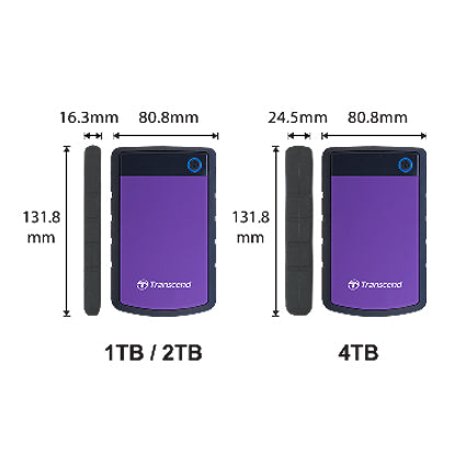 Transcend External HDD Shockproof USB3.1 4TB Navy Blue
