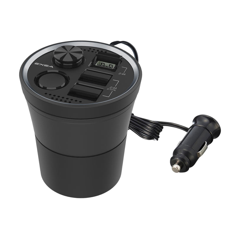 Exea Car Cup Charger with USB and Socket