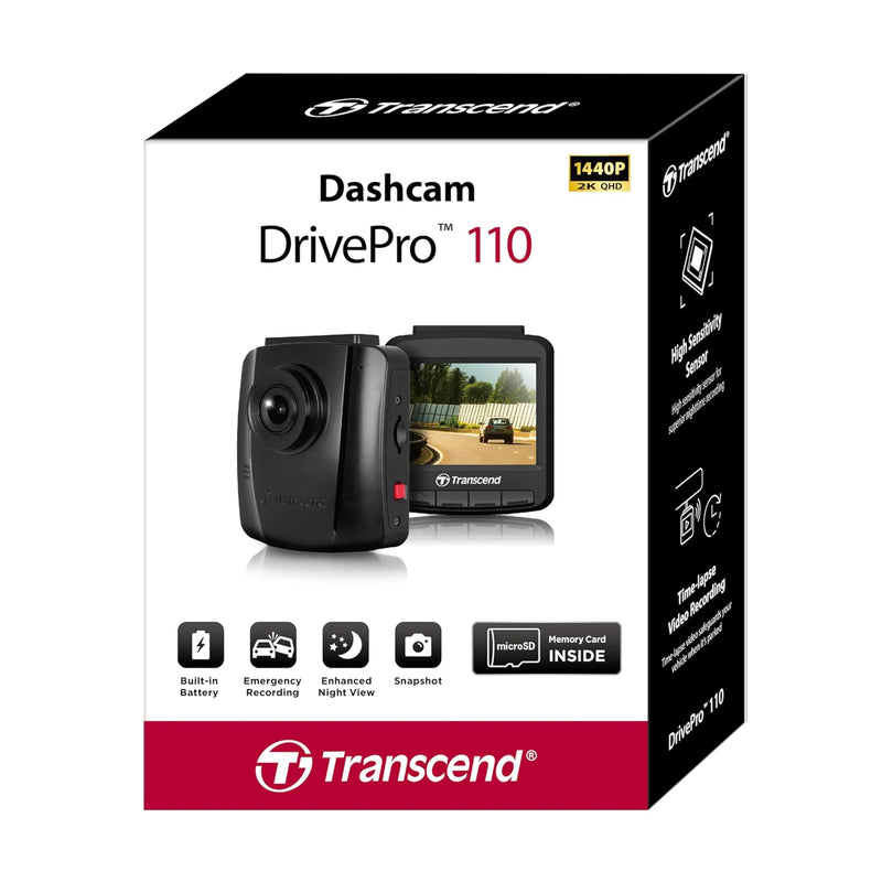 Transcend Dashcam DrivePro 110 1440P 2K QHD 64GB
