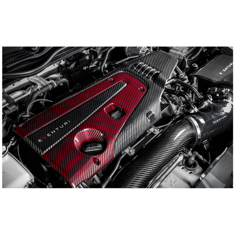 Eventuri Carbon Fiber Engine Cover Red & Black for Honda FL5, FK8 and FK2