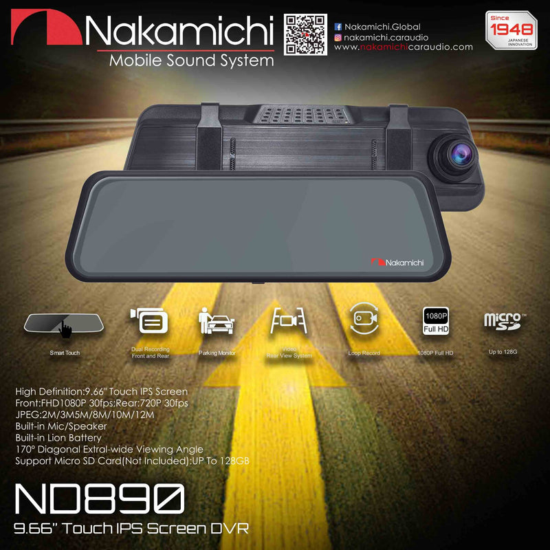 Nakamichi Touch IPS Screen DVR ND890 9.66"