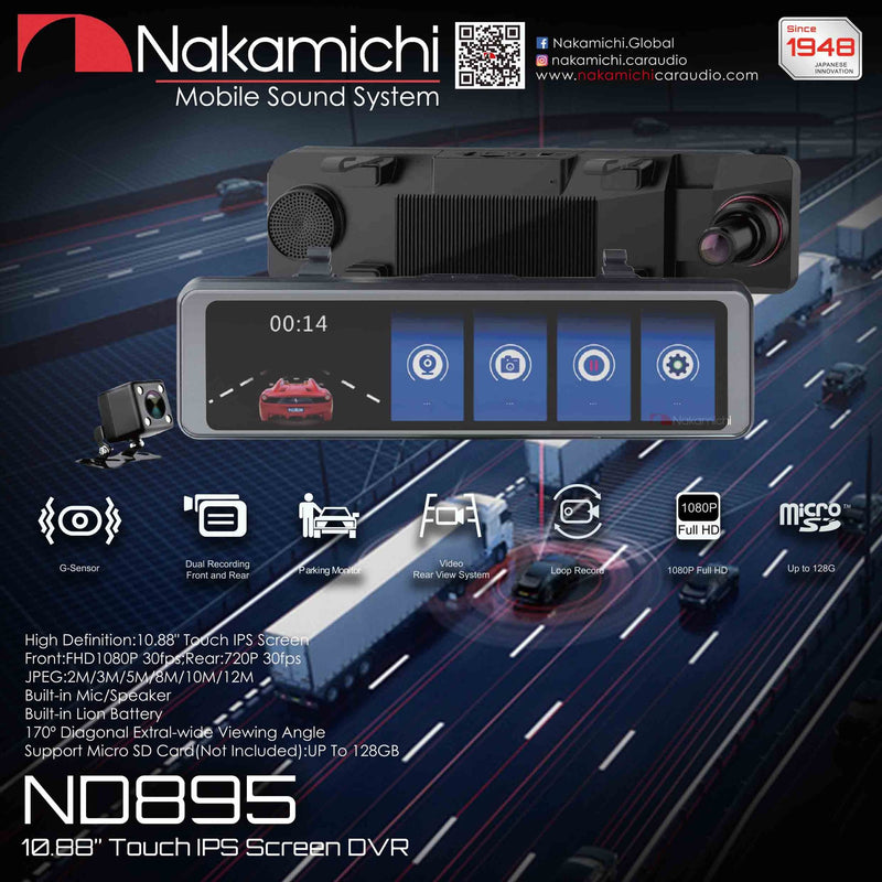 Nakamichi Touch IPS Screen DVR ND895 10.88"