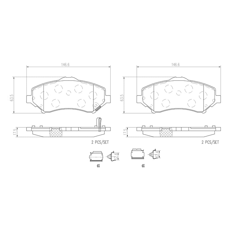 Brembo Front Ceramic Brake Pad P11022N for Jeep Wrangler JK 2007-2018