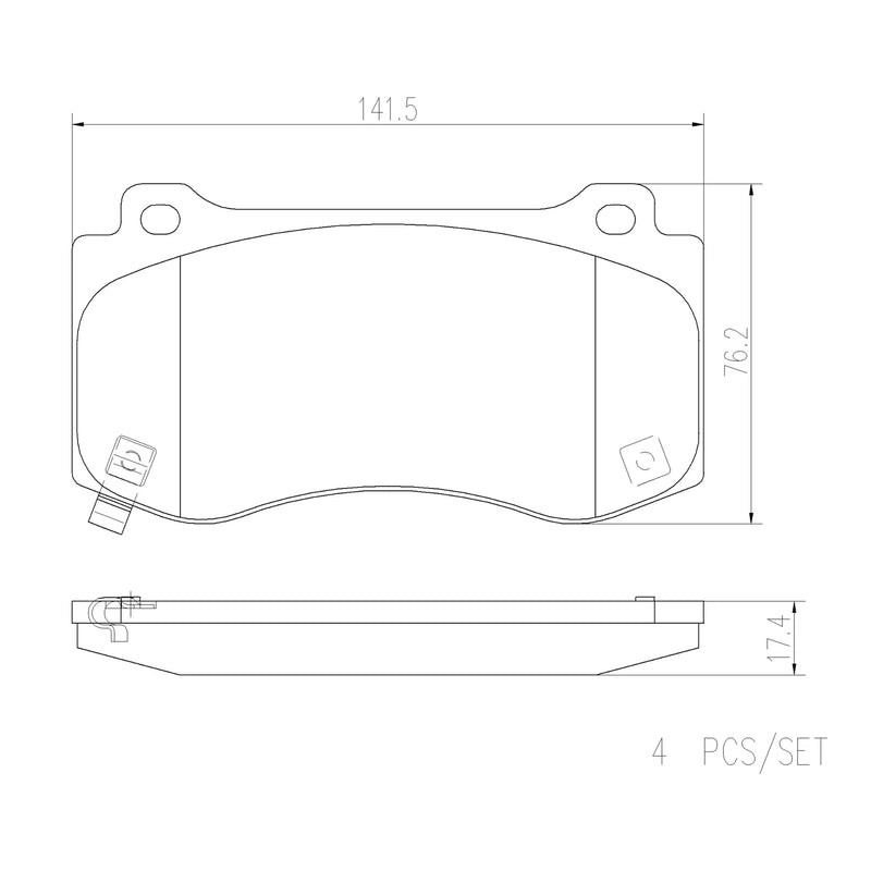 Brembo Front Ceramic Brake Pad P11023N for Jeep Grand Cherokee, Chrysler 300C, Dodge Challenger, Charger