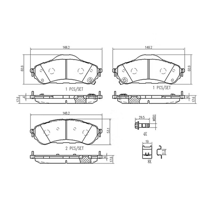 Brembo Rear Ceramic Brake Pad P24208N for Ford Everest, Ranger Raptor