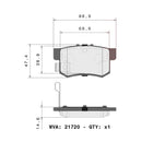 Brembo Rear Ceramic Brake Pad P28022N for Honda Integra 1994-2006, Odyssey 2014-2021, Prelude 1992-2001