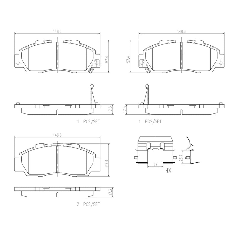 Brembo Rear Ceramic Brake Pad P28026N for Honda Integra 1994-2006, Odyssey 2014-2021, Prelude 1992-2001