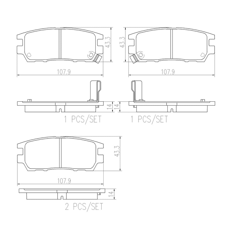Brembo Rear Ceramic Brake Pad P54018N for Mitsubishi Pajero Fieldmaster 1995 - 2008