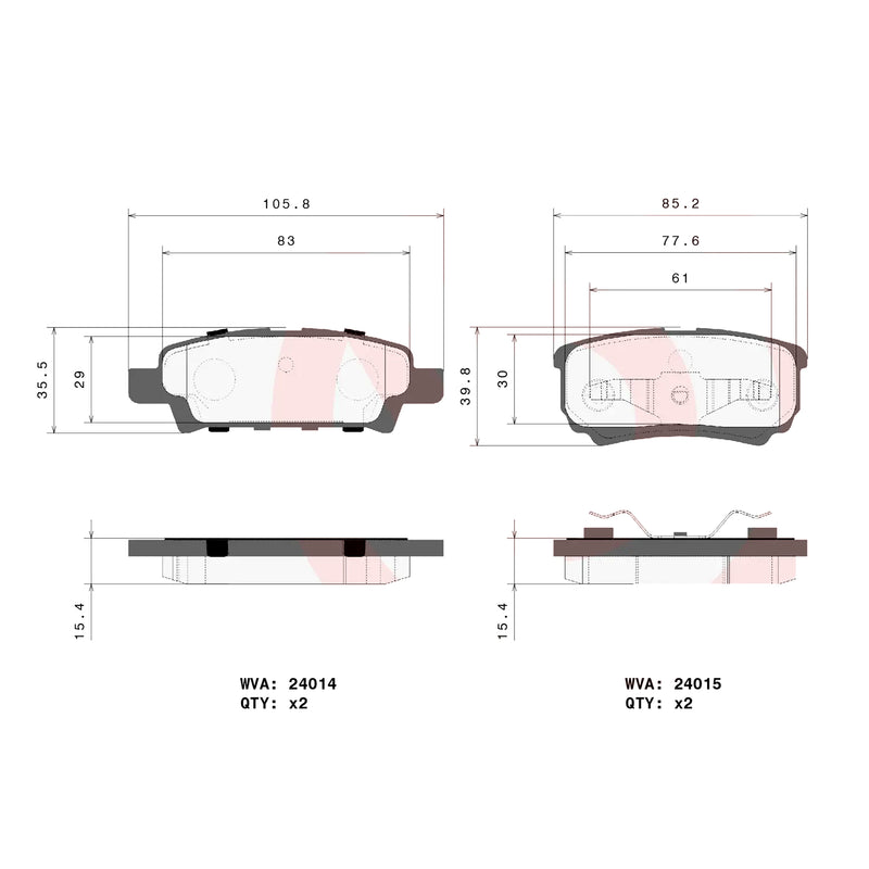 Brembo Rear Ceramic Brake Pad P54034N for Mitsubishi Lancer