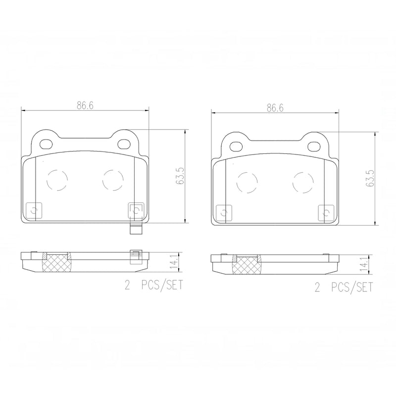 Brembo Rear Ceramic Brake Pad P54052N for Mitsubishi Lancer Evolution X 2007 - 2016