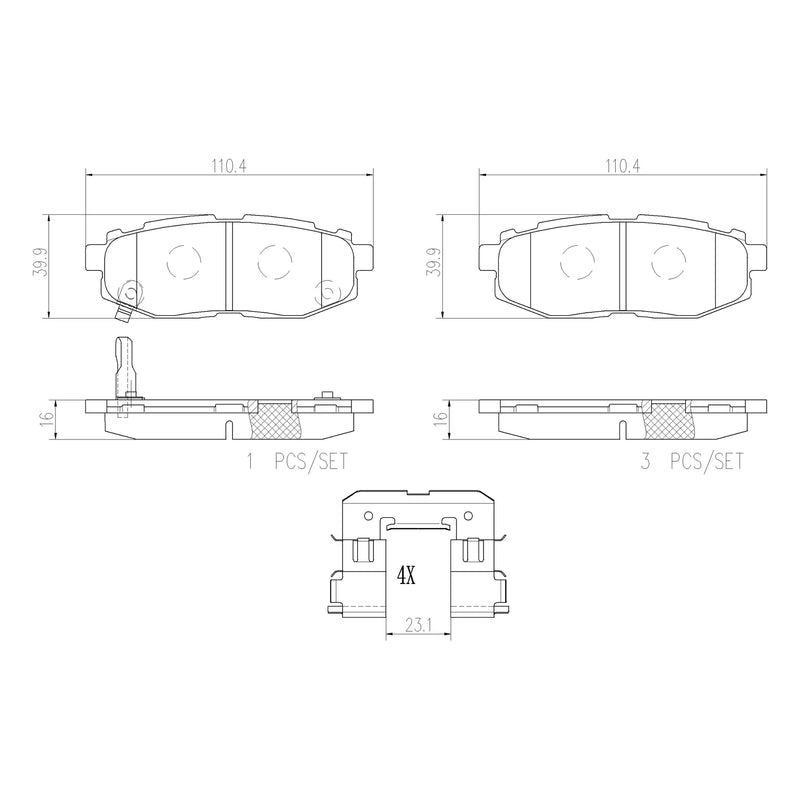 Brembo Rear Ceramic Brake Pad P78018N for Subaru BRZ, Forester, Toyota GT86