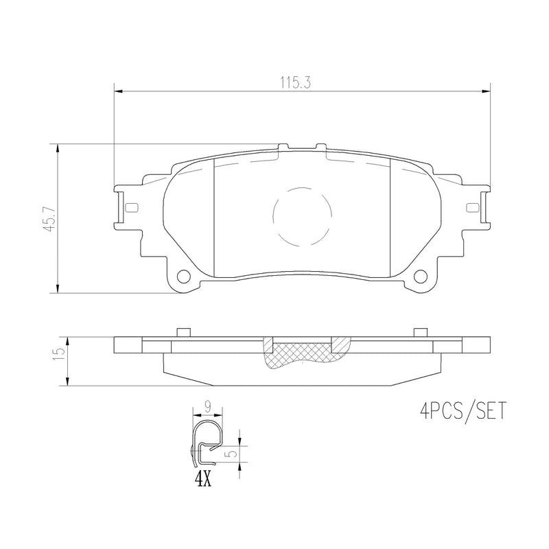 Brembo Rear Ceramic Brake Pad P83152N for Toyota Fortuner 2016 - Present