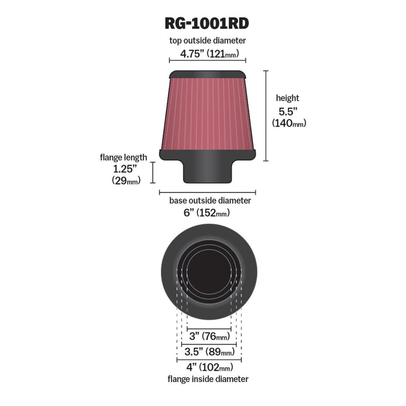 K&N Universal Chrome Filter Multi Lingual RG-1001RD-L