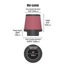 K&N Universal Clamp-On Air Filter RU-1005 4.5" Inlet, 4.5" Height