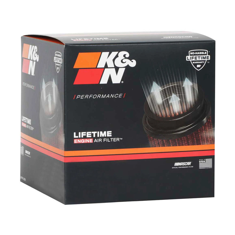 K&N Universal Clamp-On Air Filter: Dry Synthetic, Washable, Oil-Free, Replacement Engine Filter: Flange Diameter: 3 In, Filter Height