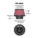 K&N Universal Clamp-On Air Filter RU-4600 6" Inlet, 4" Height