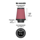 K&N Universal Clamp-On Air Filter RU-4630XD 3.5" Inlet, 6.5" Height