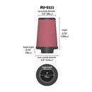 K&N Universal Clamp-On Air Filter RU-5111 3" Inlet, 5.75" Height