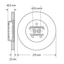 Hi-Q Front Rotor Disc SD4001 for Toyota Corolla Altis 2007-2014