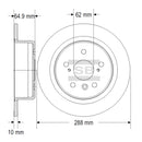 Hi-Q Rear Rotor Disc SD4052 for Toyota Camry 2.0, 2.4, Lexus ES350 2003-2007