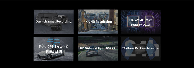 DDPAI Dashcam X5 Pro + Rear Cam 2160P 4K UHD Resolution