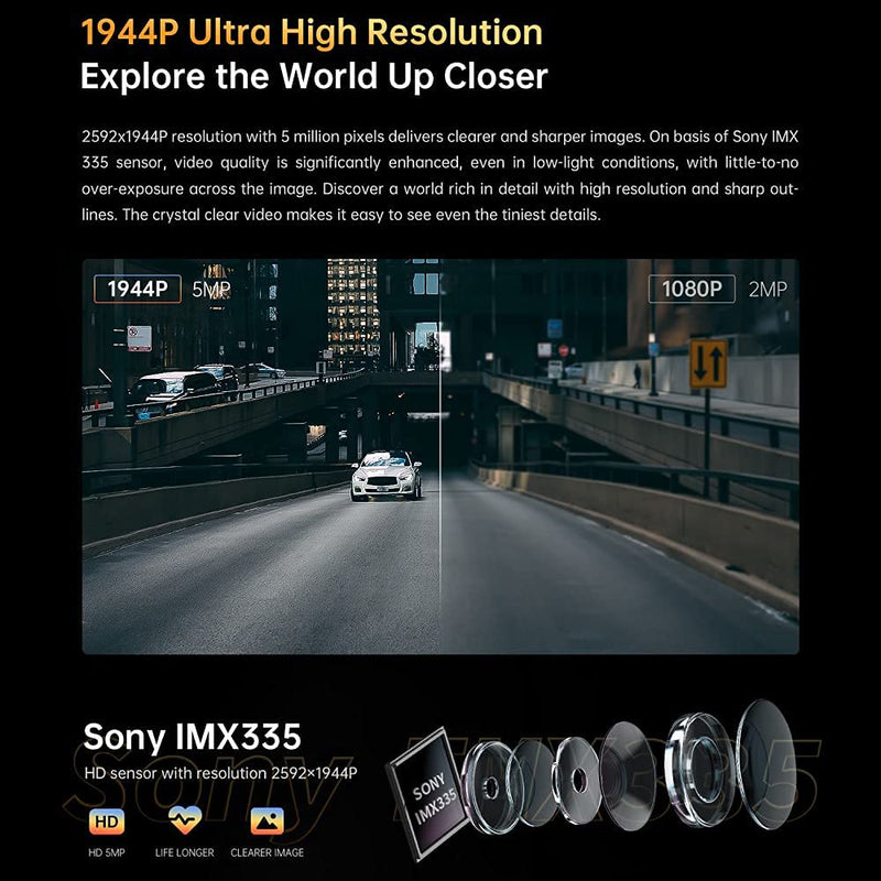 DDPAI Dashcam Z40 + Rear Cam 1944P 3K UHD Resolution