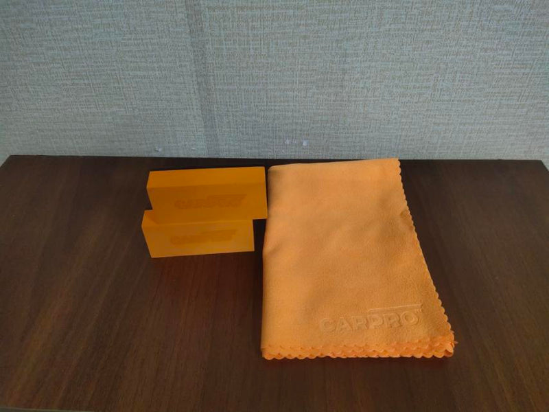 Carpro Car Care Orange Coating Applicator Block and Suede Microfiber Towel (Set)