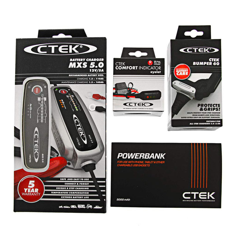 CTEK MXS 5.0 Battery Charger Value Pack with Power Bank