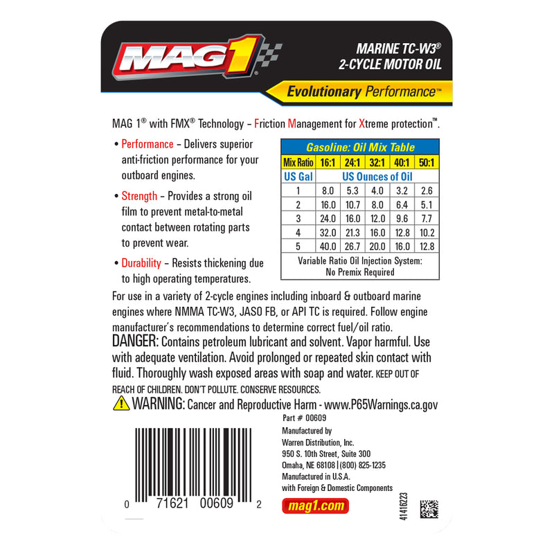 MAG1 2-Cycle Premium Oil TC-W3 & JASO FB 1qt.