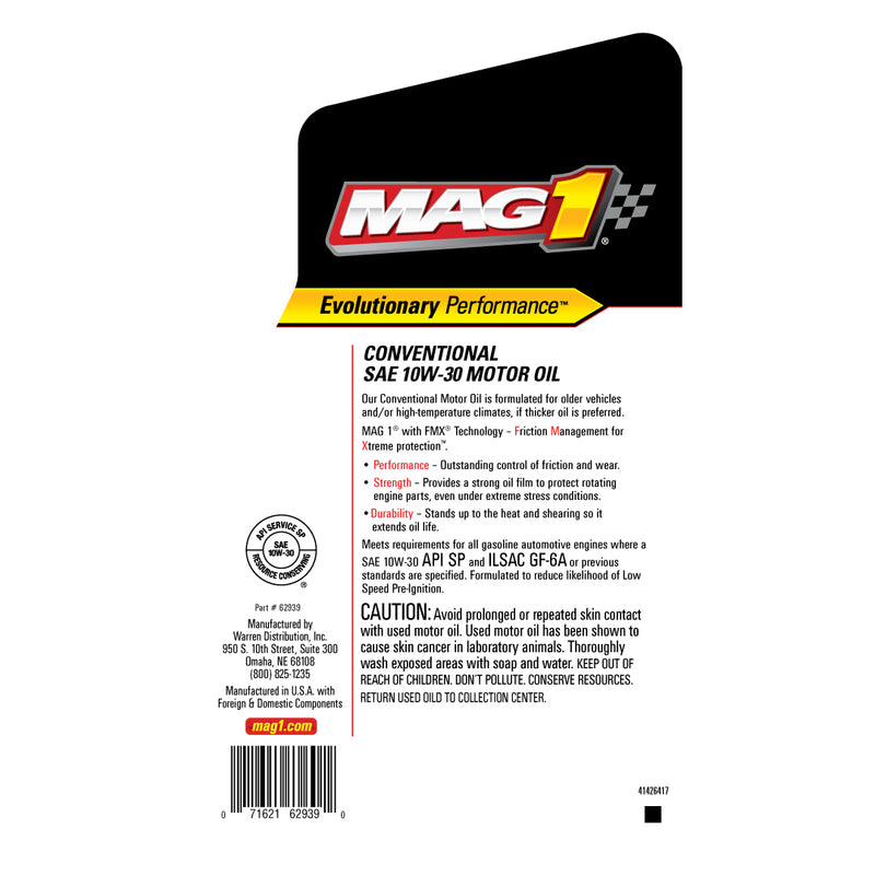 MAG1 10W30 API SP, SN PLUS+GF-6A Motor Oil 5qt/4.73L