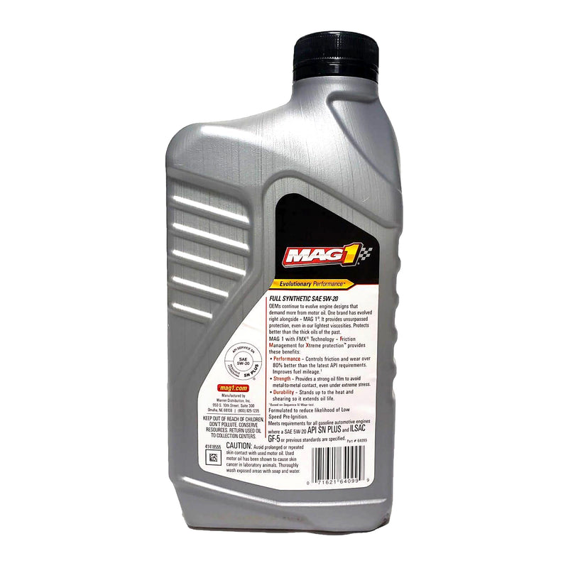 MAG1 5W20 API SN PLUS GF-5 Full Synthetic Oil 1Qt. Silver