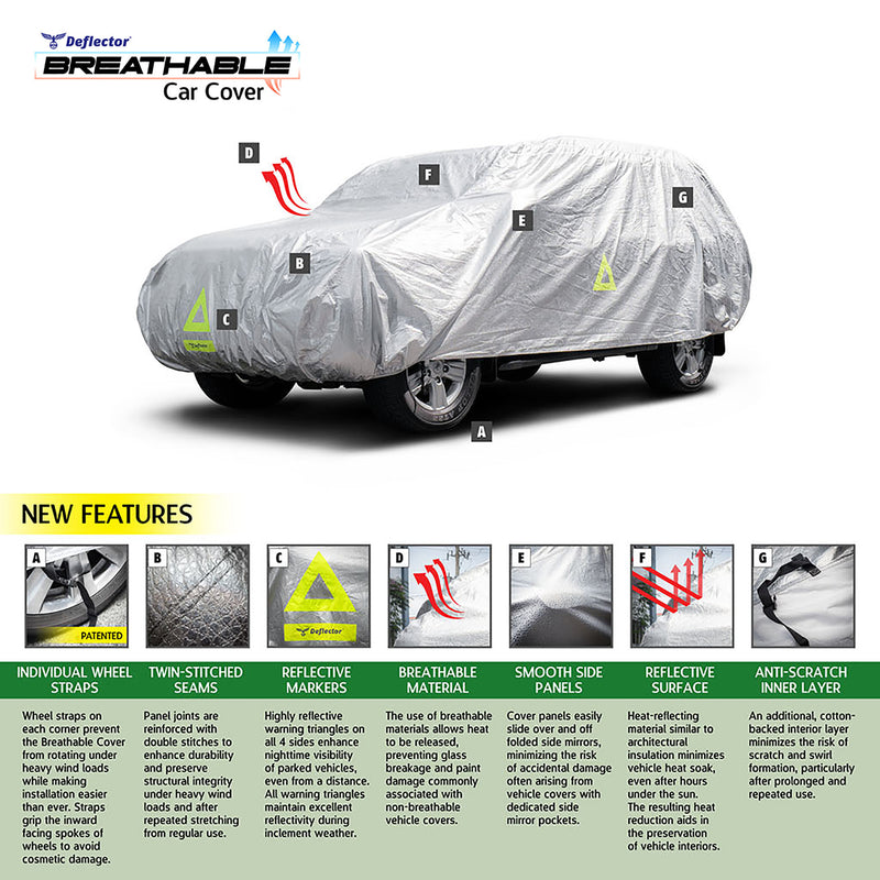 Deflector Water Resistant Car Cover Reflective Aluminum Coated Silver Sedan XXL