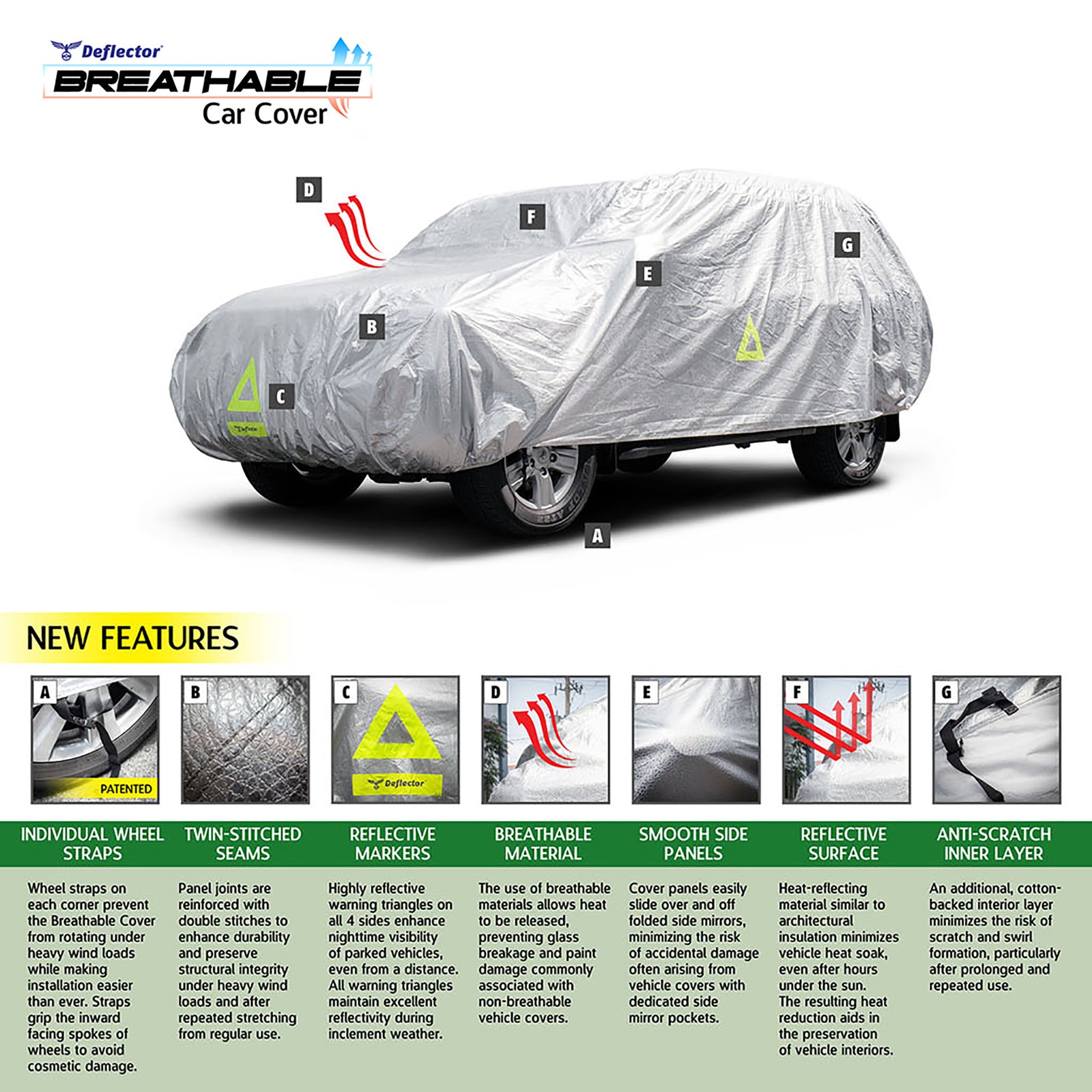 Deflector Water Resistant Car Cover Reflective Aluminum Coated Silver