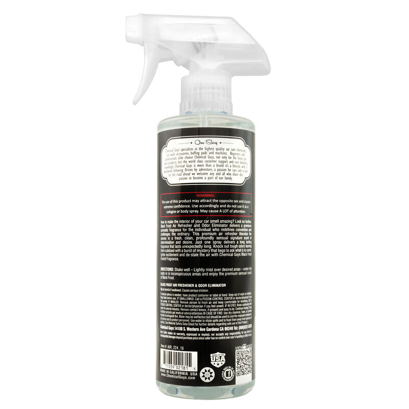 Chemical Guys Air Freshener And Odor Eliminator  Black Frost Scent 16 oz.