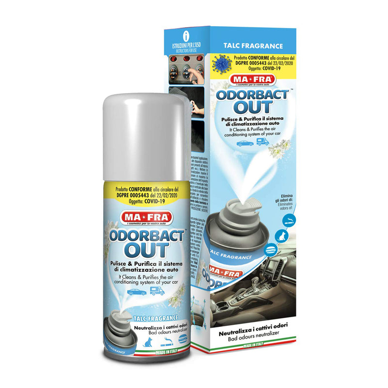 Ma-Fra Odorbact Out Car Aircon Sanitizer in Color Box Talc Scent 150ml