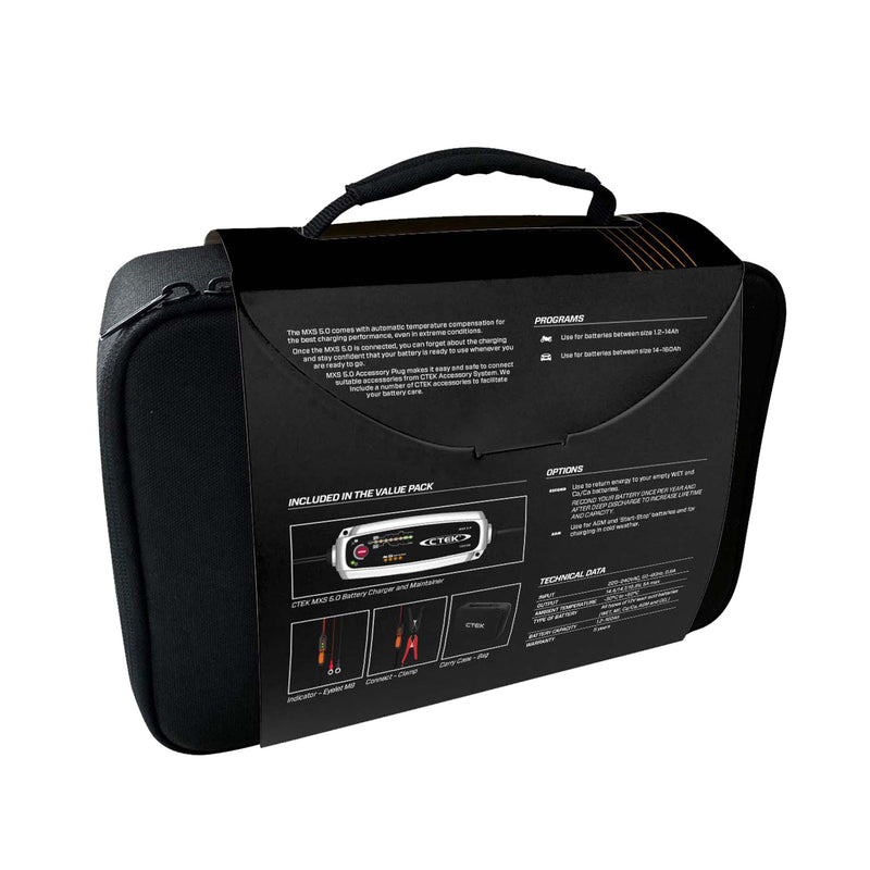 CTEK MXS 5.0 Battery Charger Value Pack with Carry Case Bag