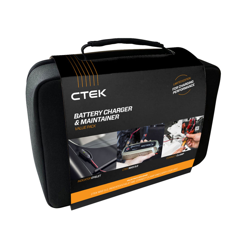 CTEK MXS 5.0 Battery Charger Value Pack with Carry Case Bag