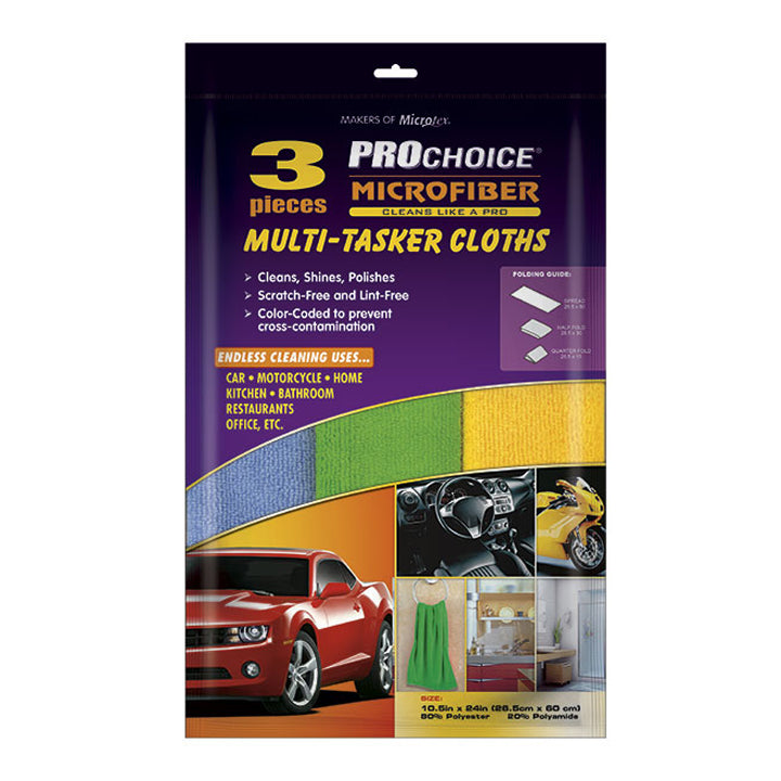 Prochoice Microfiber Multi-Tasker Cloth x 3 Violet 10.5in x 24in