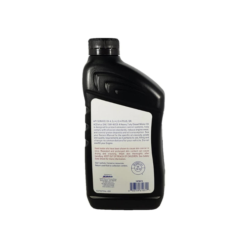 ACDelco 15W40 Diesel Motor Oil HDMO API CK4 1 Quart