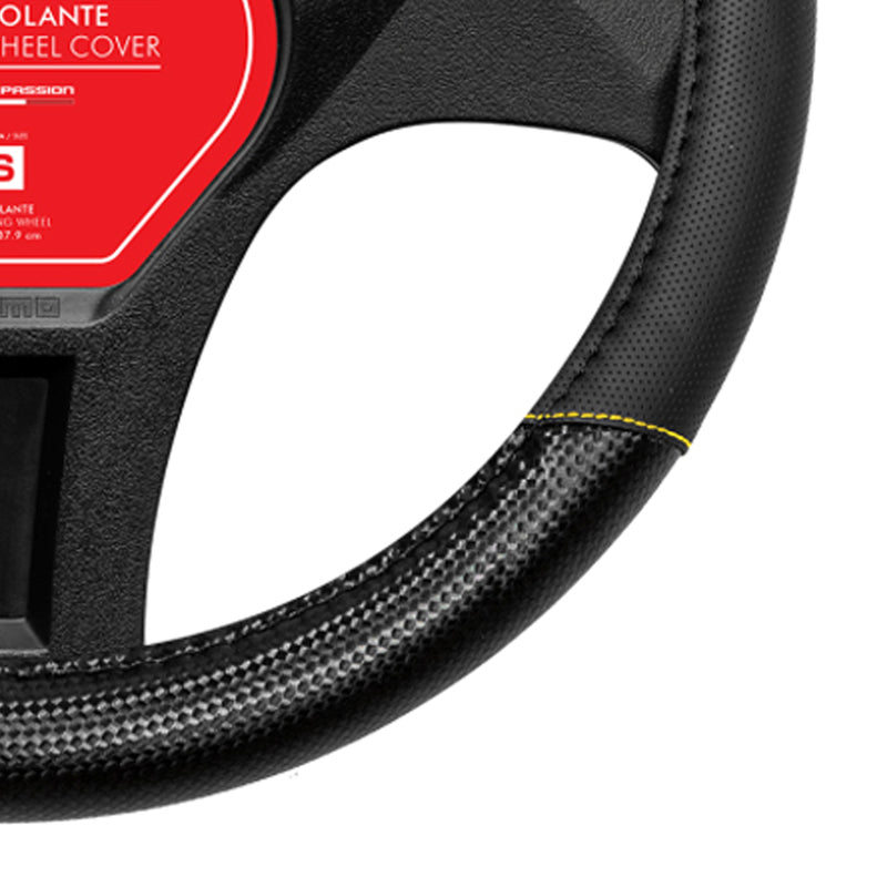 MOMO Steering Wheel Cover Carbon Black/Yellow M