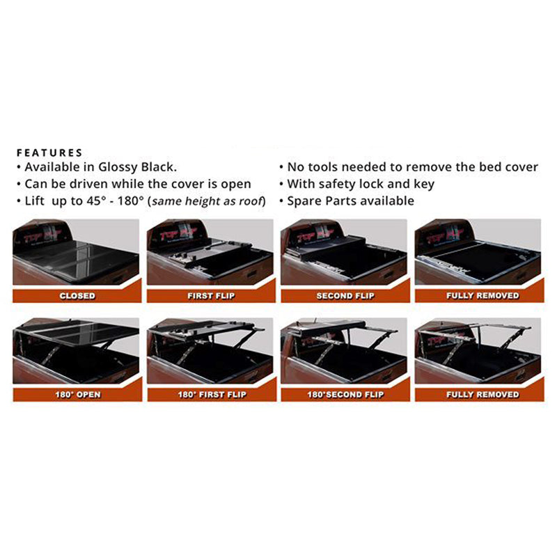 TopFlip Ultimate Trifold Bedcover V2 Ford Ranger Toyota Hilux Revo, Toyota Hilux, Hilux Vigo 2005-2015, Nissan Navara, Isuzu Dmax, Chevrolet Colorado